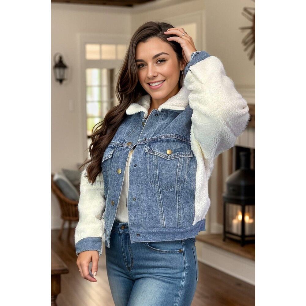 Like‎ Love Cozy Ridge Sherpa Denim Jacket SZ LG